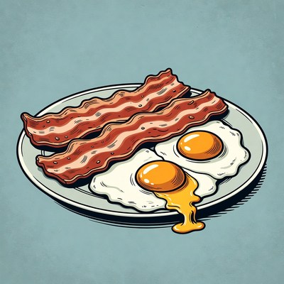 Bacon and Eggs on Plate