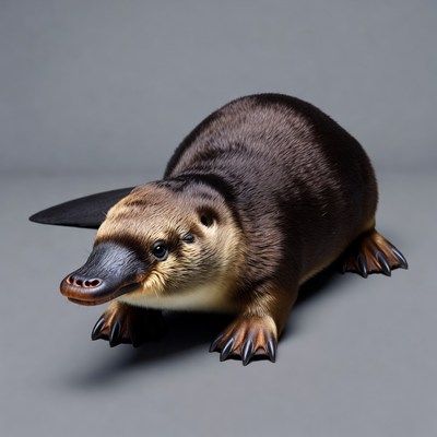Platypus on gray background
