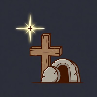 Cross with Empty Tomb Illustration