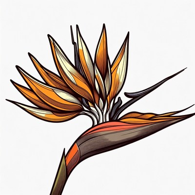 Bird of Paradise Flower Illustration