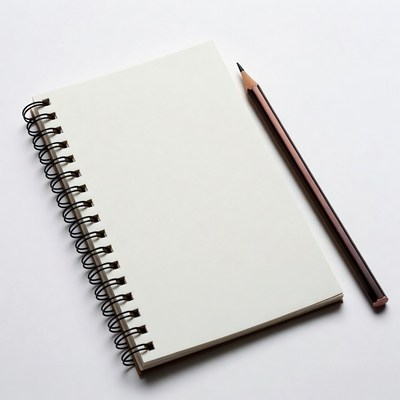 Open Spiral Notebook with Pencil