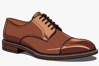 Brown leather dress shoe illustration