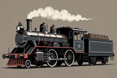 Vintage Steam Locomotive Illustration
