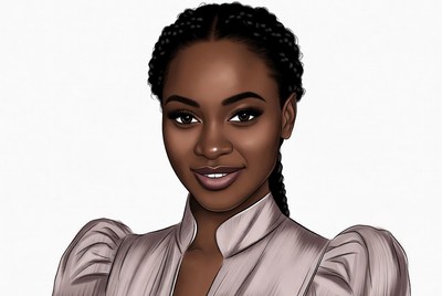 African-American woman in puffy sleeve blouse