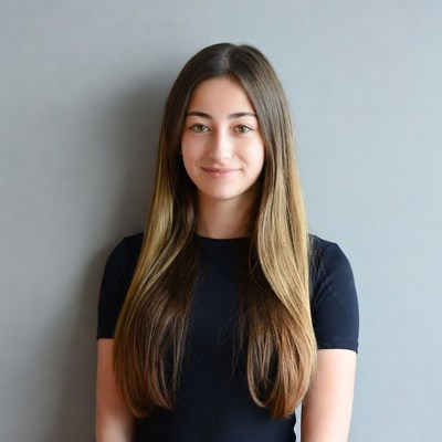 Teen girl with long brown hair