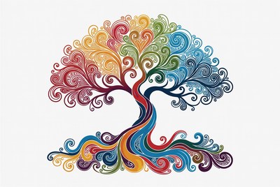 Colorful Swirling Tree of Life Illustration
