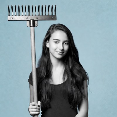 Woman holding rake
