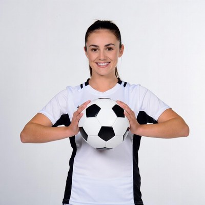 Woman holding soccer ball