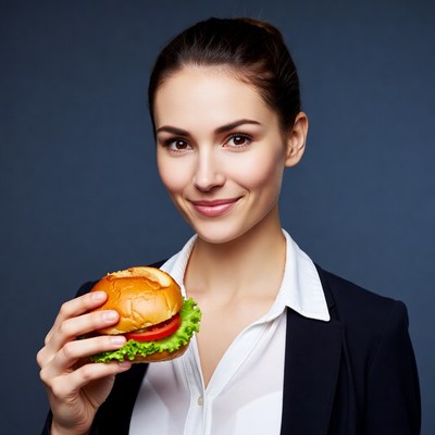 Woman holding burger