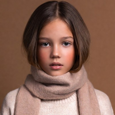 Girl wearing beige scarf