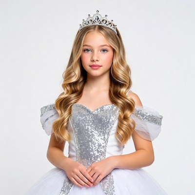 Blonde girl wearing silver crown