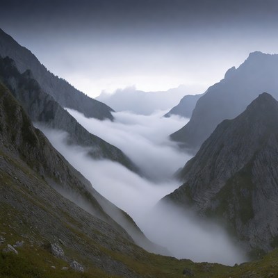 Foggy Mountains in Valley
