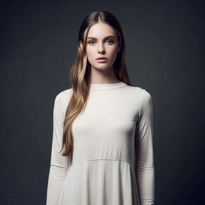 Young woman in white dress