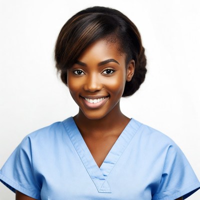 Smiling African-American woman in scrubs