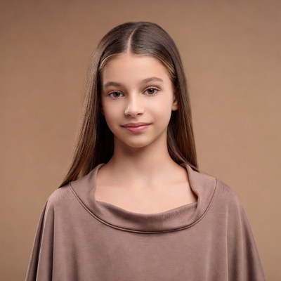 Teen girl with straight brown hair