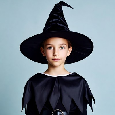 Girl wearing witch costume