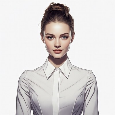 Beautiful woman in white collared shirt