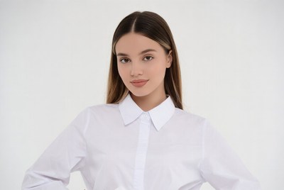 Young woman in white shirt
