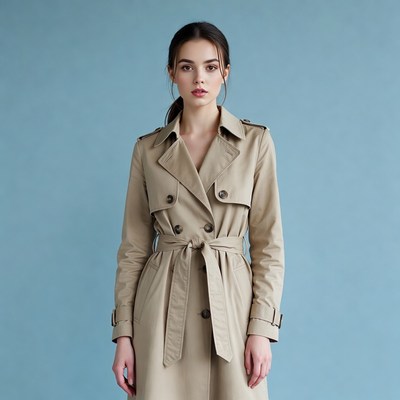 Woman in beige trench coat