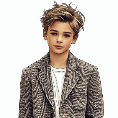 Blond boy in tweed jacket