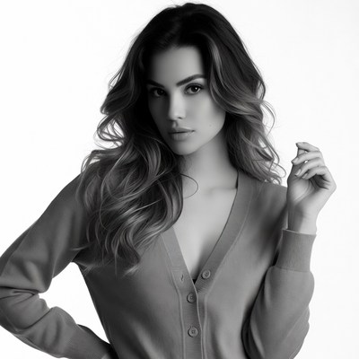 Beautiful woman in cardigan posing