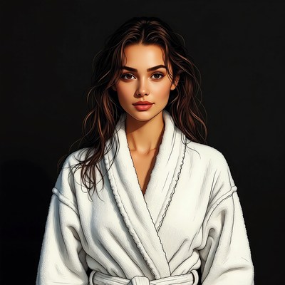 Beautiful woman in white bathrobe