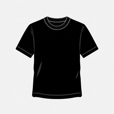 Black crew neck t-shirt illustration