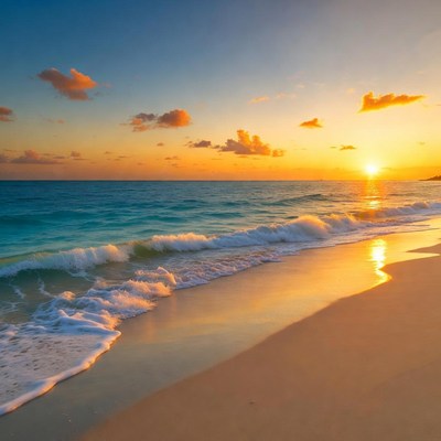 Sunset over tropical beach