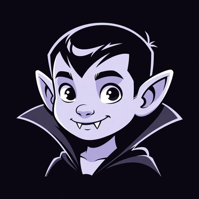 Cute cartoon vampire boy smiling