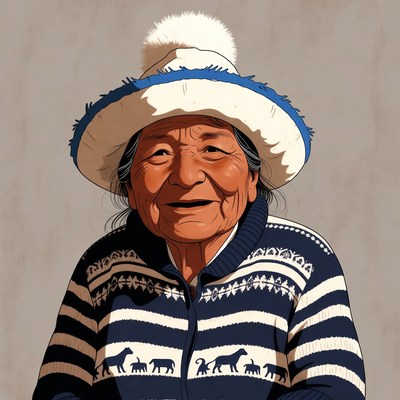 Indigenous woman in traditional hat