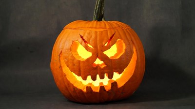 Lit Jack-o-Lantern Pumpkin