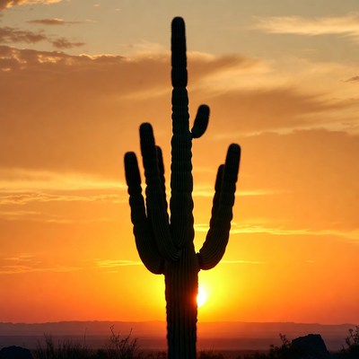 Saguaro Cactus at Sunset Silhouette