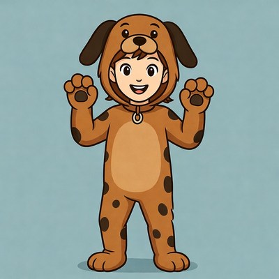 Boy in Dalmatian dog costume