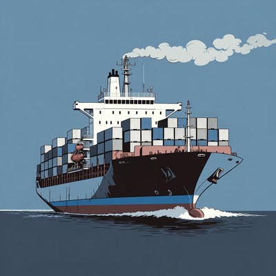Cargo Ship Sailing with Containers