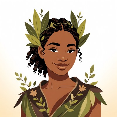 African-American woman with laurel leaf crown