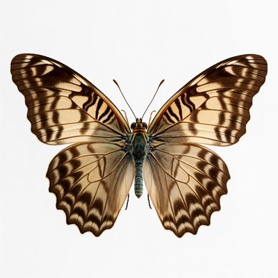 Brown tiger-striped butterfly wings spread