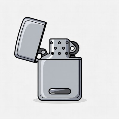 Open Silver Zippo Lighter Illustration