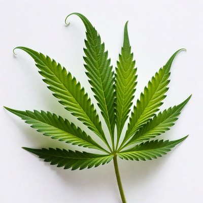 Cannabis leaf on white background
