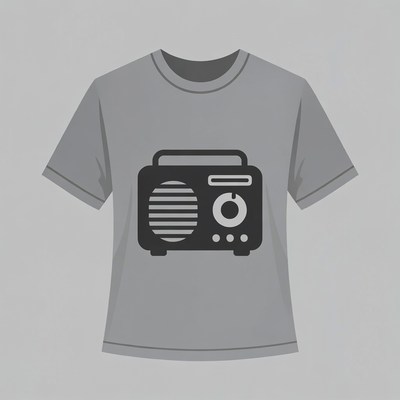 Gray T-shirt with radio graphic