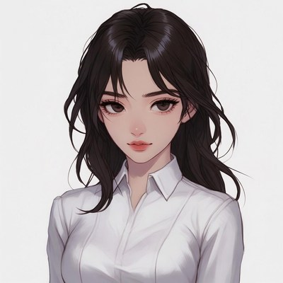 Anime girl with long black hair