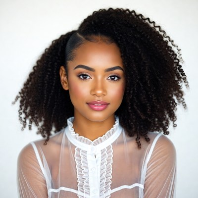 Beautiful African-American woman with curly hair