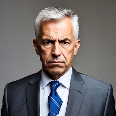 Senior man in suit with blue tie