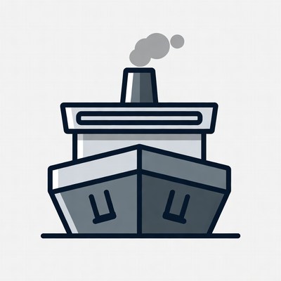 Cartoon Steamship with Smoke