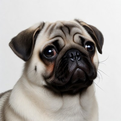 Closeup of cute pug dog