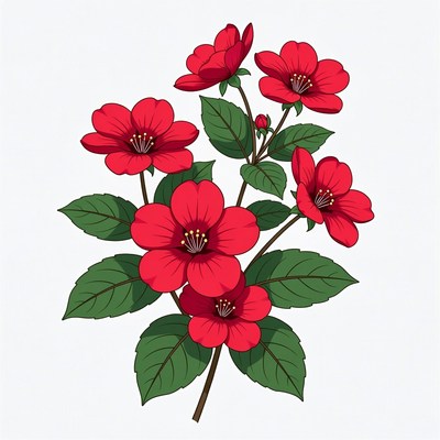 Red Flowers Bouquet Illustration