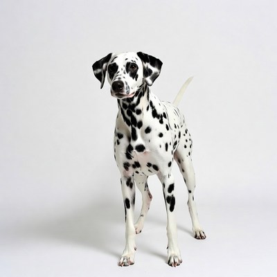 Dalmatian dog standing on white background