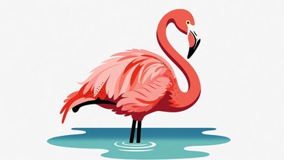 Pink Flamingo Standing in Water
