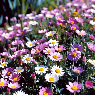 Vibrant Pink and White Daisy Field