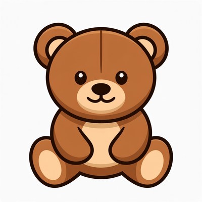 Cute brown teddy bear illustration