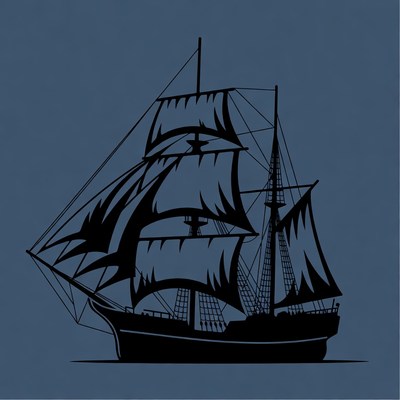 Sailing Ship Silhouette Illustration